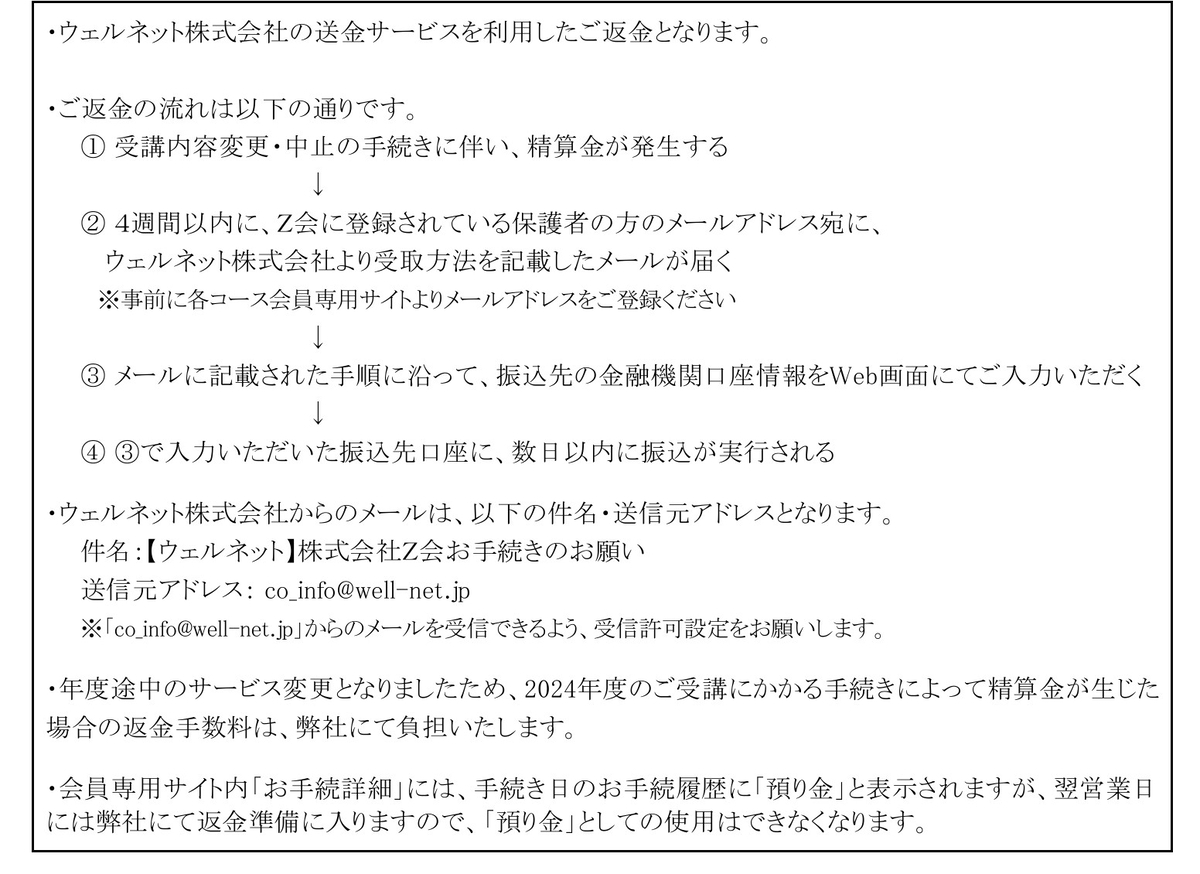 預り金制度廃止後の返金について
