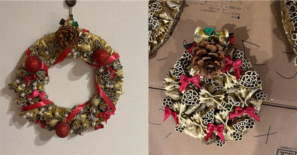 昨年はマカロニリース 子供と手作りクリスマスリース - タンケン blog