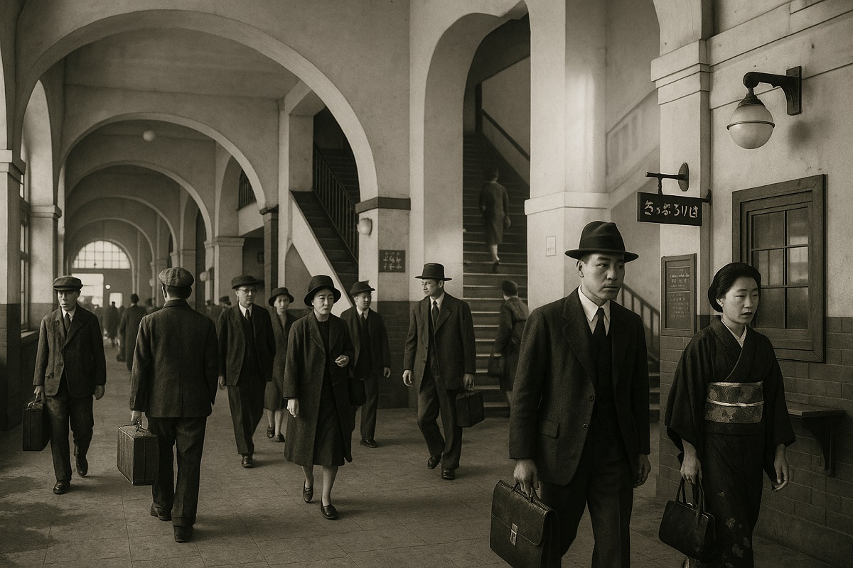 国道駅 行き交う人々