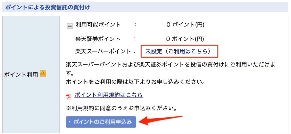 投資信託　楽天スーパーポイント