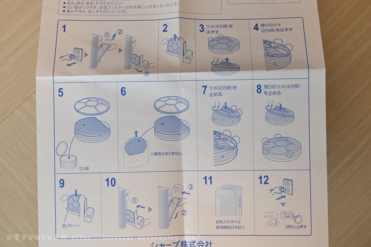 KC-L50　加湿フィルター　交換方法
