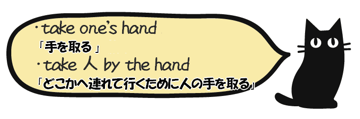 take one's handとtake 人 by the handの違い