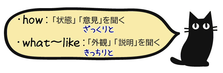 howとwhat~likeの違い