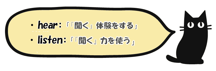 hear と listen の違い