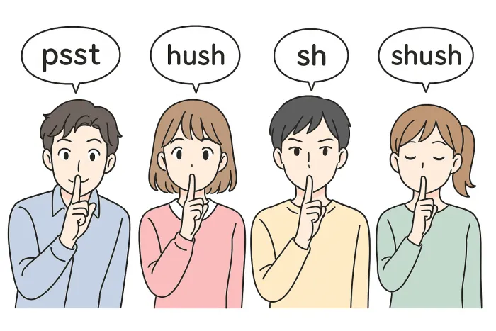 psst、hush、sh、shushノイメージ