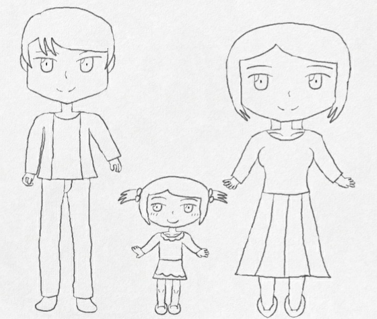 七瀬ファミリーのイラストの下書きと今後書くイラストの順番 Chaosluigiのブログ