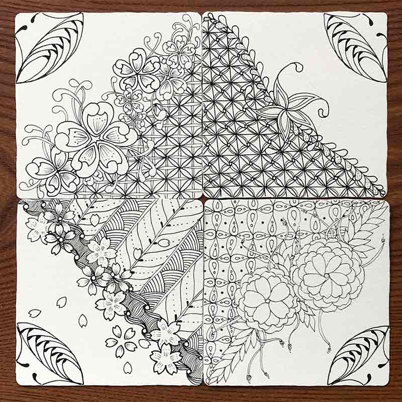 zentangle(ゼンタングル)と桜とモザイク