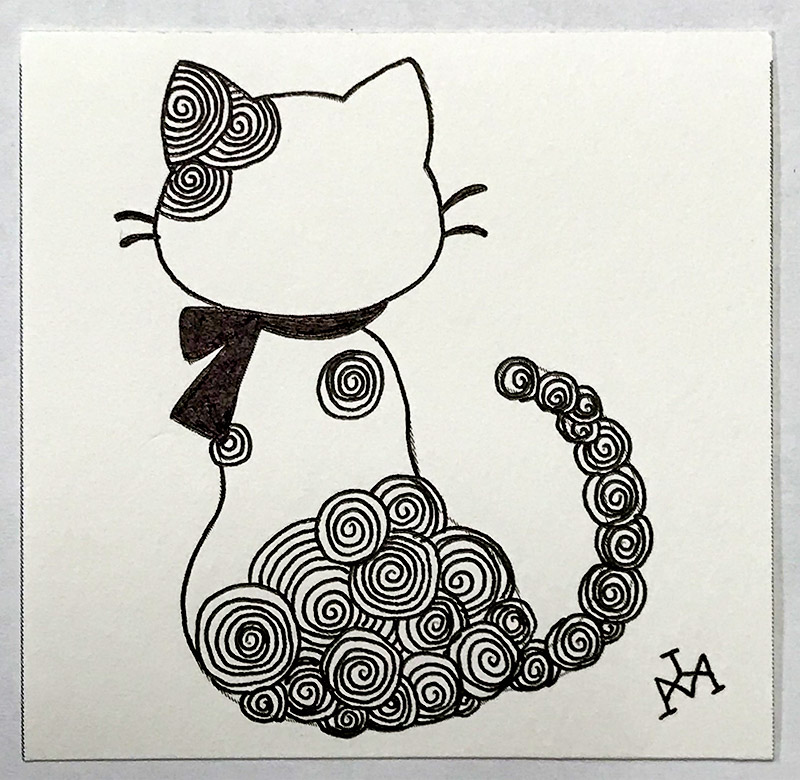 猫とゼンタングル(zentangle)
