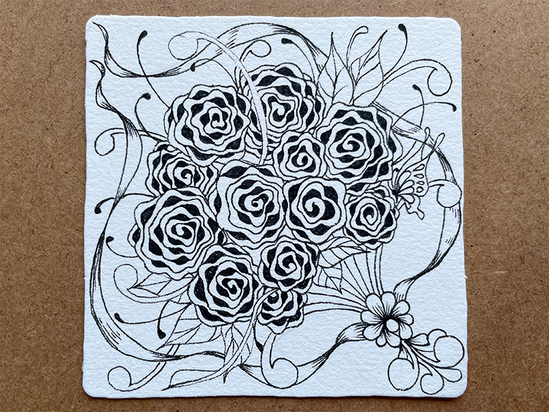 Zentangle To You Tangle 15 薔薇の花束 M S Graffiti ミミの楽描き帖