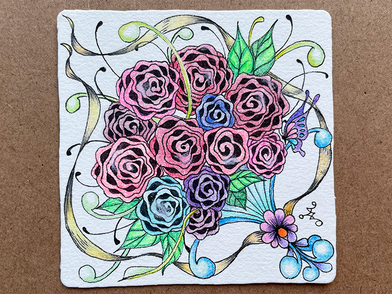 Zentangle To You Tangle 15 薔薇の花束 M S Graffiti ミミの楽描き帖