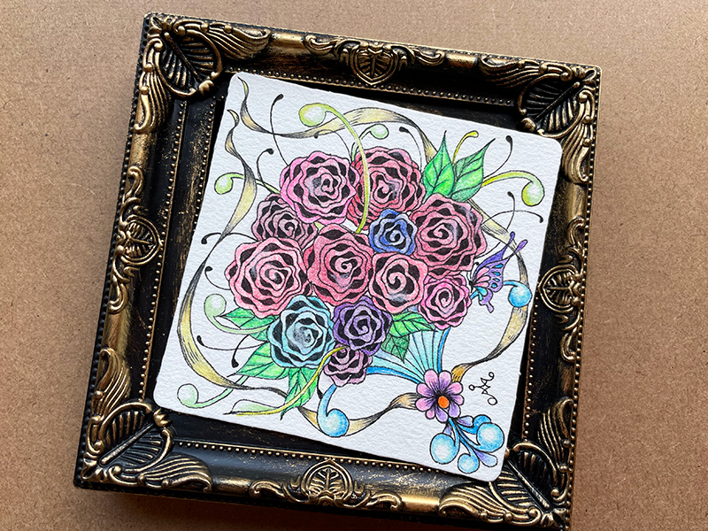 Zentangle To You Tangle 15 薔薇の花束 M S Graffiti ミミの楽描き帖