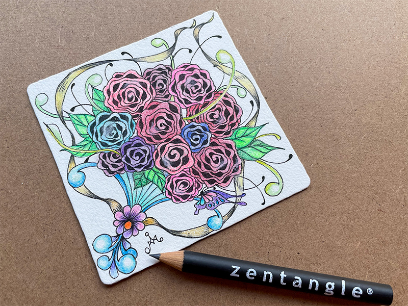 Zentangle To You Tangle 15 薔薇の花束 M S Graffiti ミミの楽描き帖