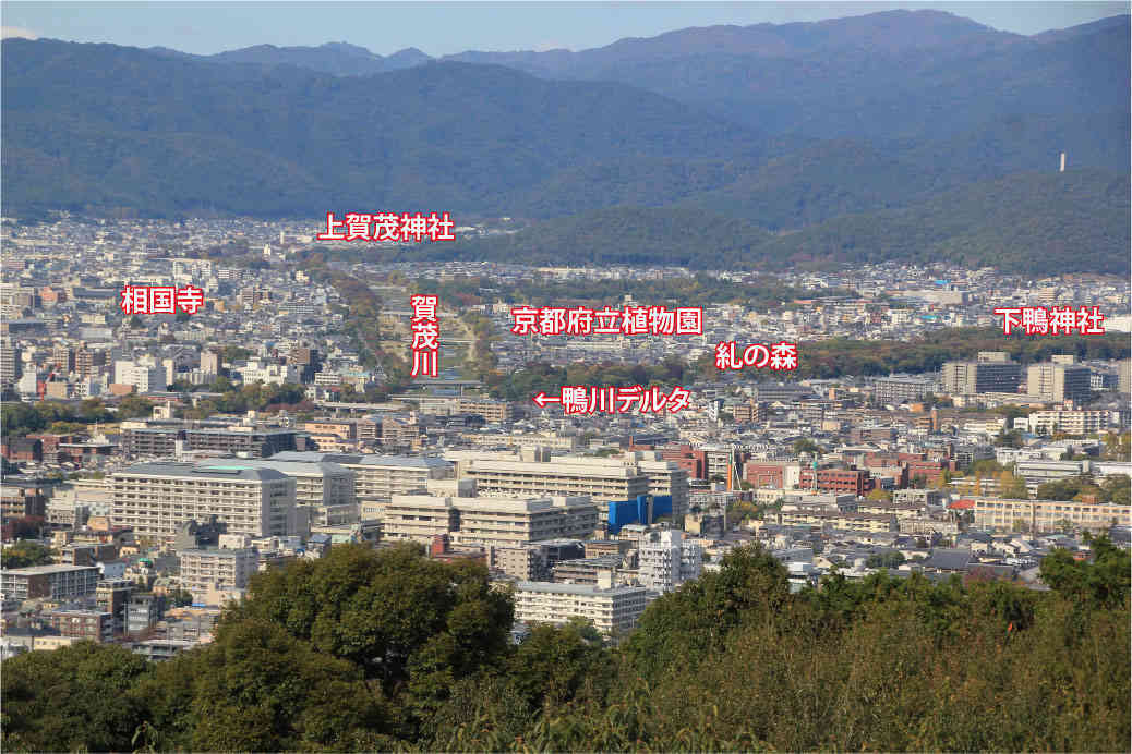 清龍殿大舞台からの眺め　賀茂川・糺の森・下鴨神社