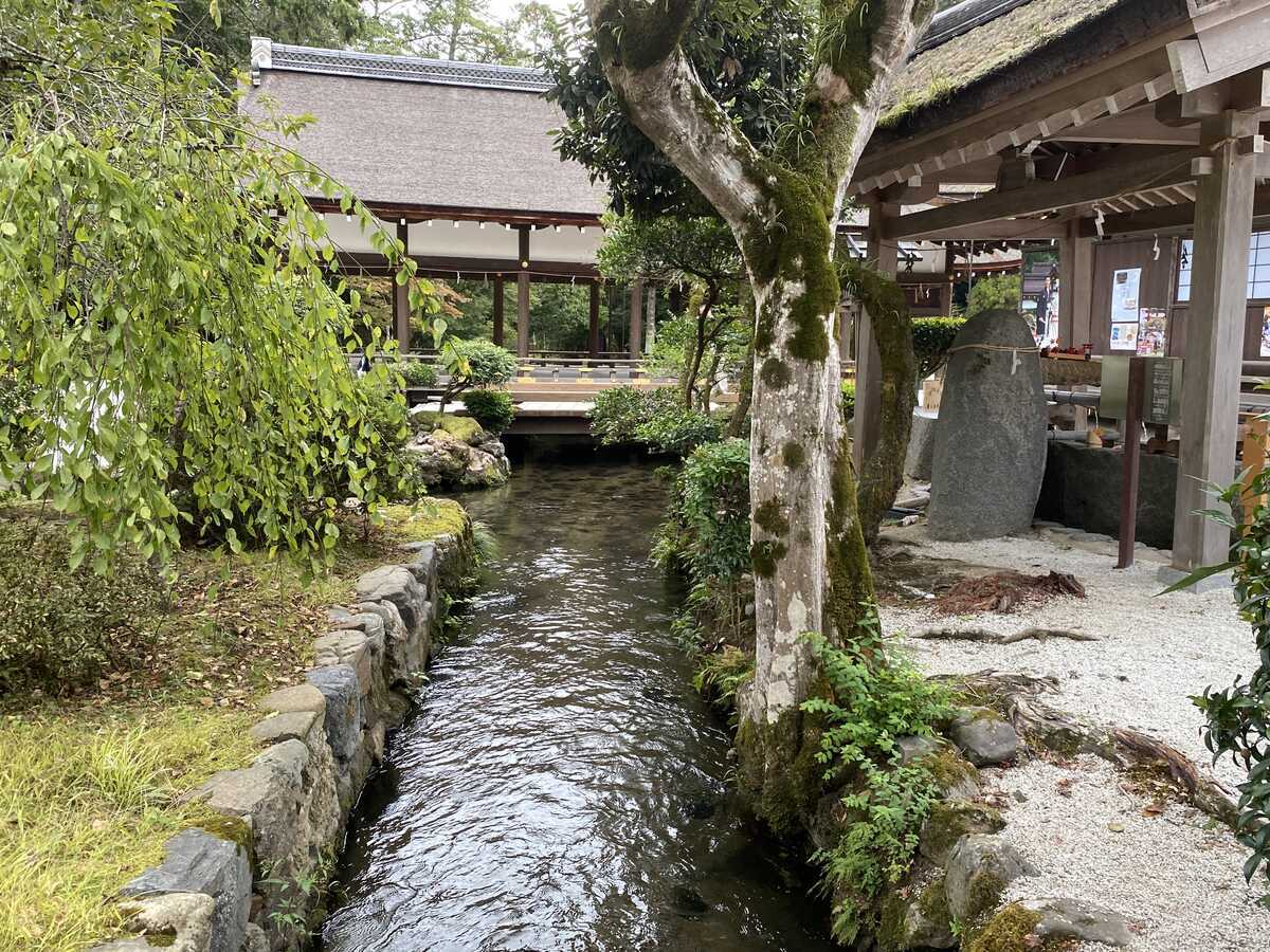 上賀茂神社　橋殿　御物忌川と御手洗川の合流