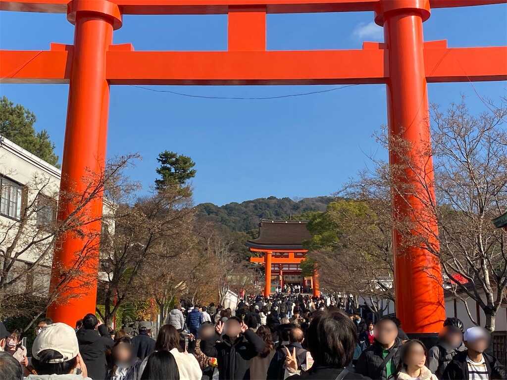 伏見稲荷大社 混みあう境内 キツネに・・・上っているつもりが