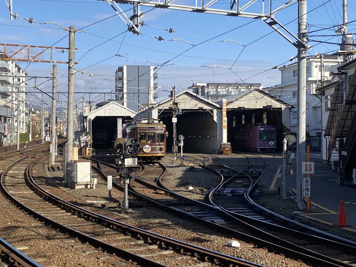嵐電　西院駅　車庫