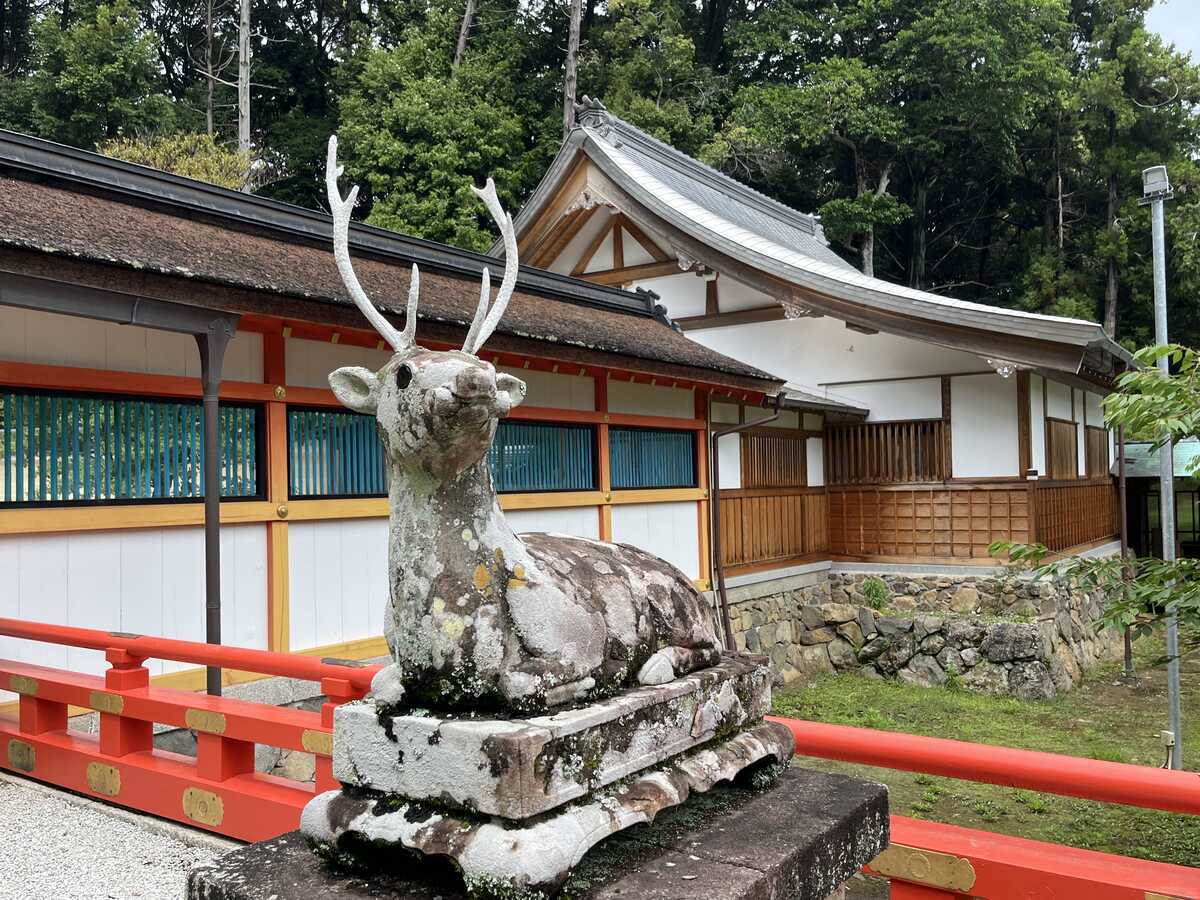 大野原神社　狛鹿　神鹿　牡鹿