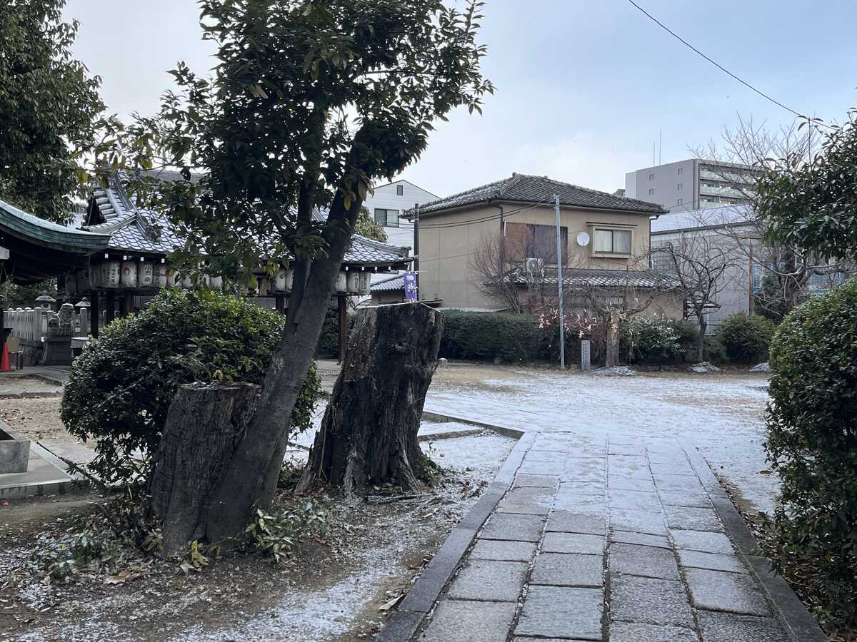 綾戸國中神社　雪が残る境内