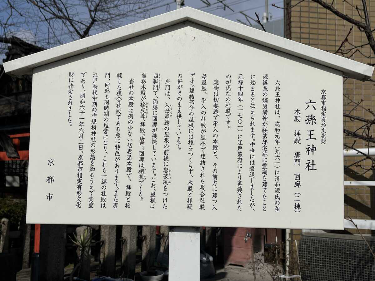 六孫王神社　由緒書き駒札