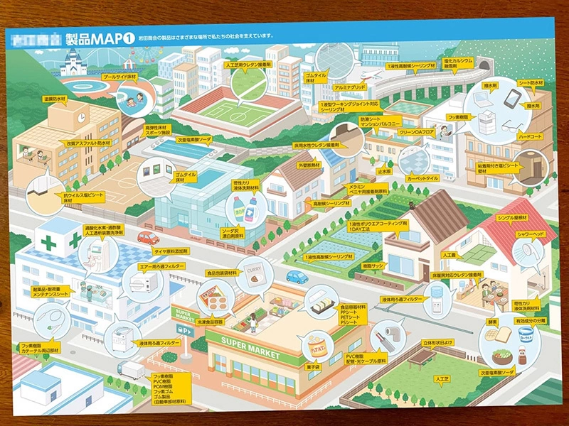 街並み俯瞰図　アイソメトリックイラスト制作/イラストレーターいわたまさよし