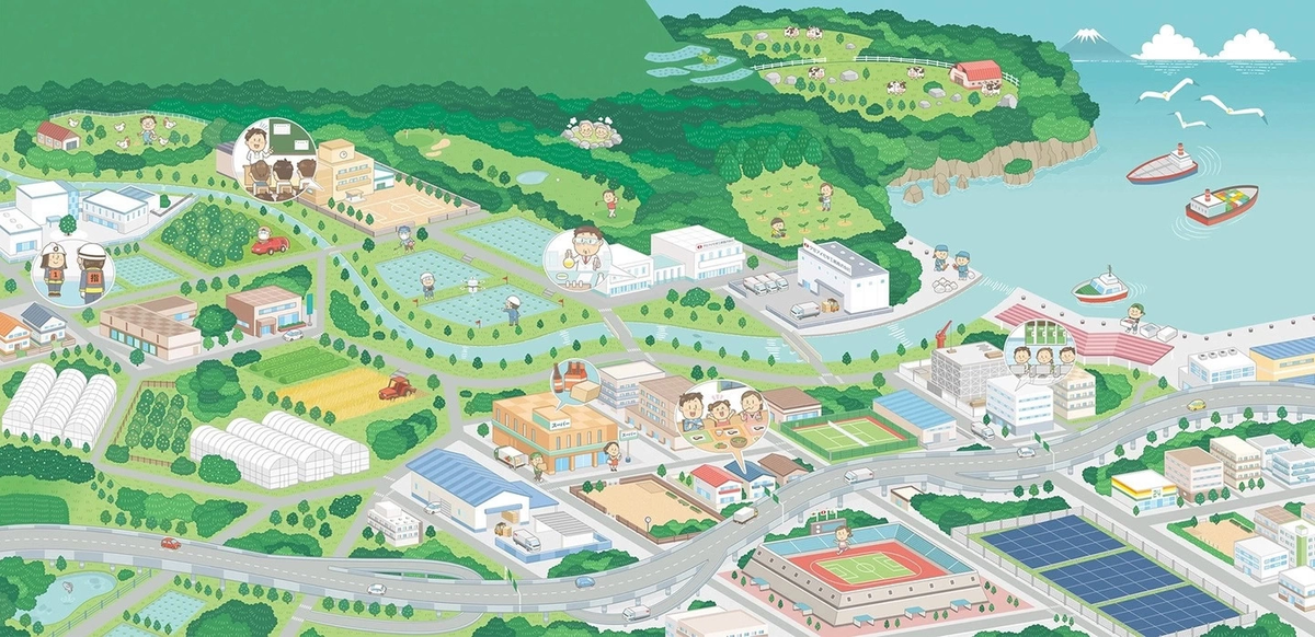 街並み俯瞰図・鳥瞰図　アイソメトリックイラスト制作/イラストレーターいわたまさよし