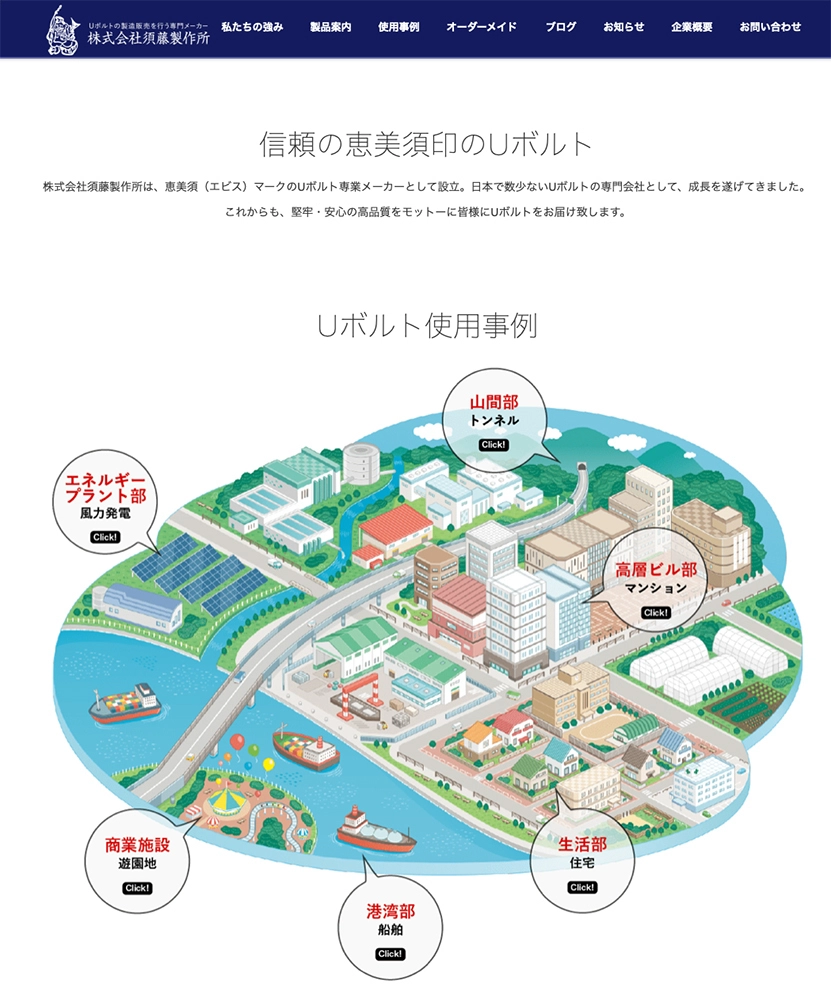 須藤製作所〈ホームページ 〉街並み俯瞰図・アイソメトリックイラスト制作