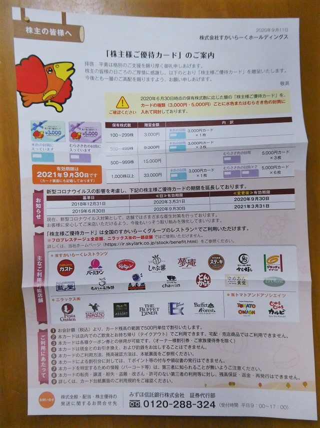 【最新】すかいらーく 株主優待券 8000円分