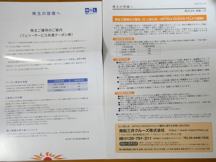 商船三井（9104） 株主優待 - まみむめ◎めも