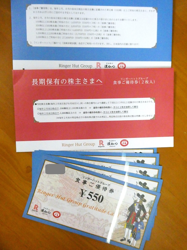 リンガーハットグループ 株主優待券 13,750円分(550円×25枚) リンガーハットグループ 株主優待券 13,750円分(550円×25枚)