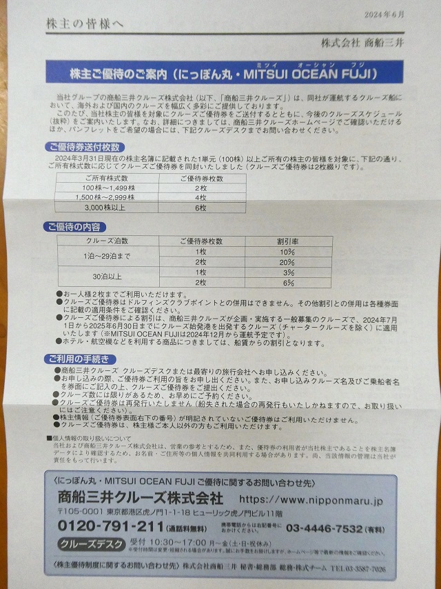 商船三井（9104） 株主優待 - まみむめ◎めも