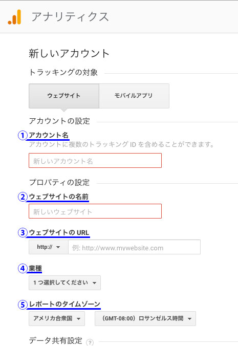 Google アナリティクス アカウントを作成