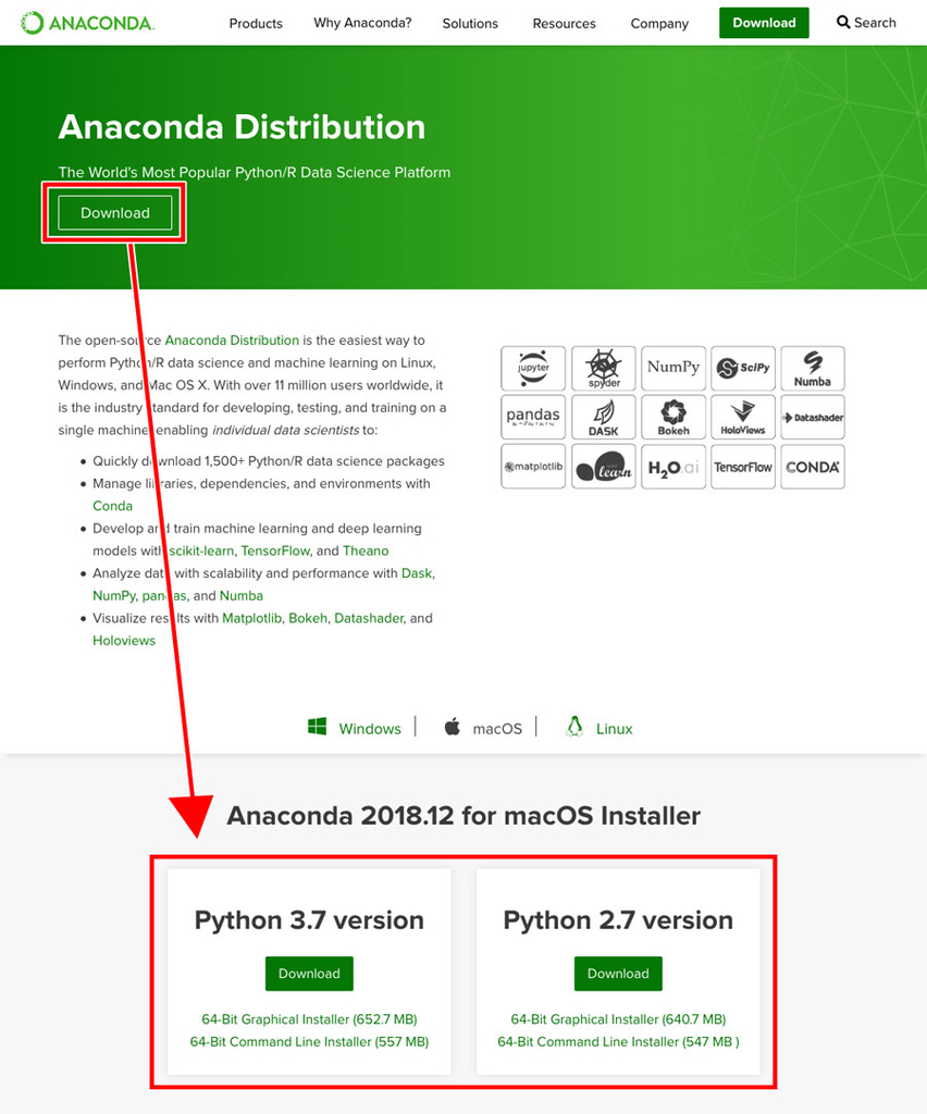 Anaconda ダウンロード