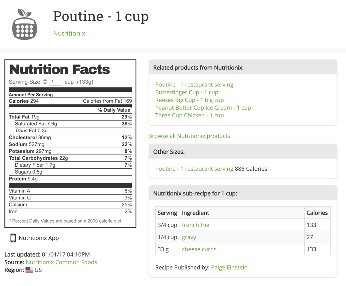 f:id:macboimtl:20191024004206p:plain Poutine & Calories