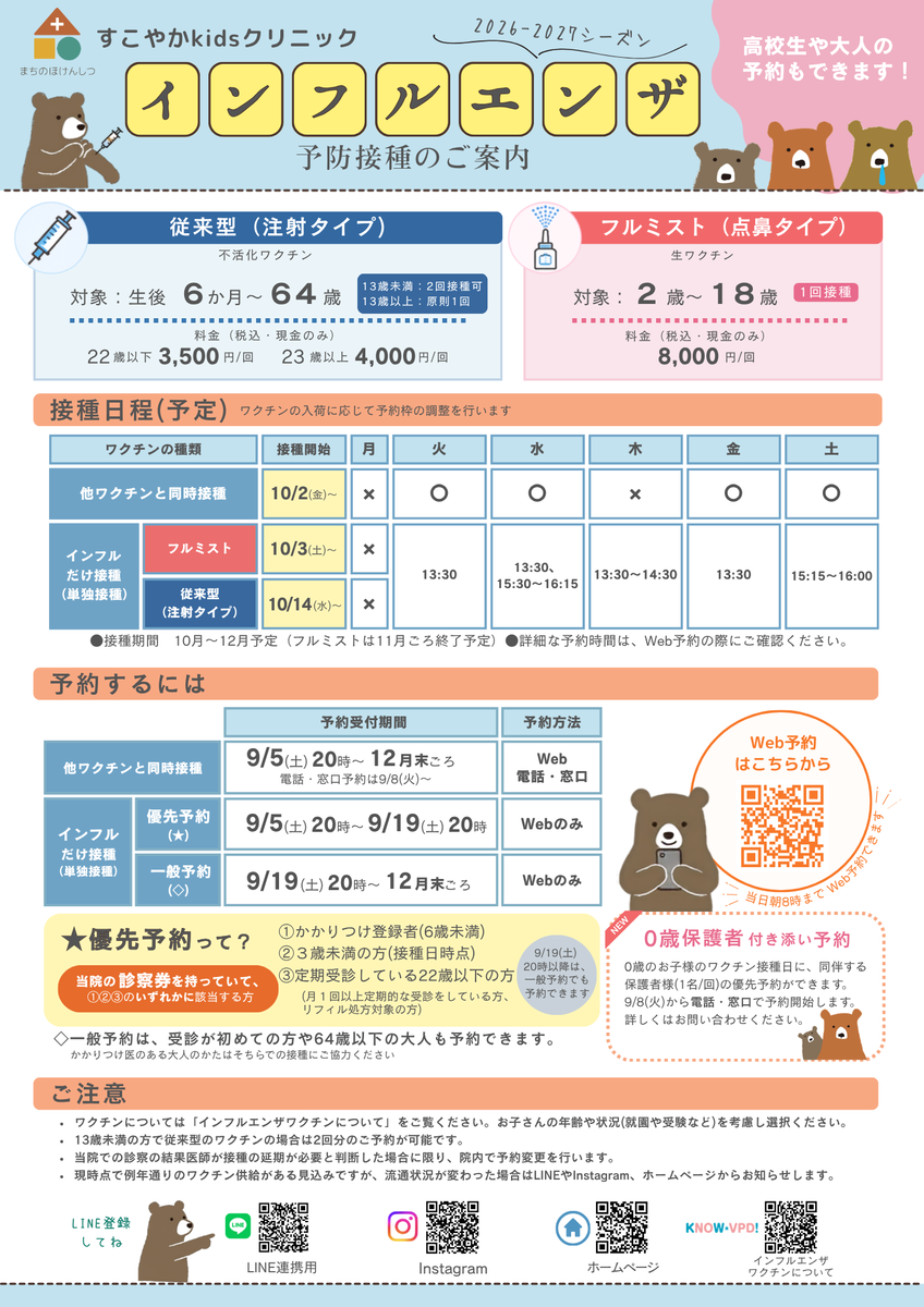インフルエンザ予防接種2026-27