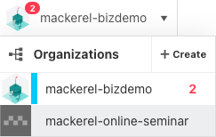 In the list to select an organization, the number of alerts is displayed next to the organization name.