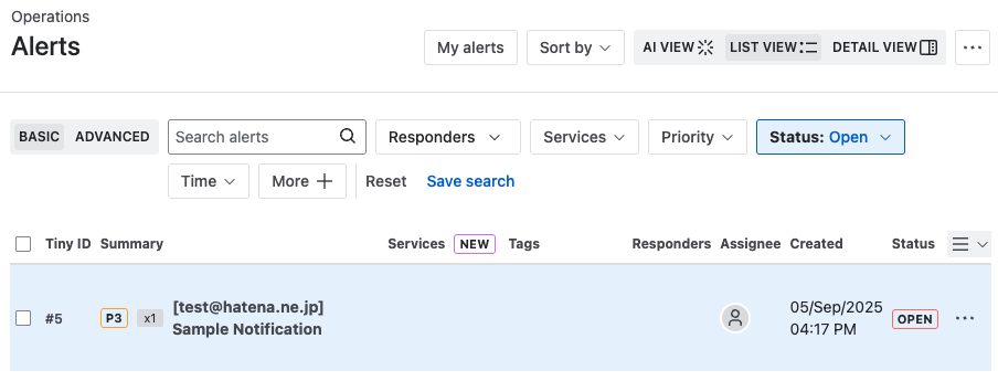Jira Service Management alert
