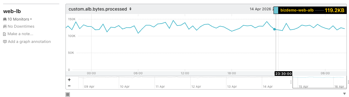 Custom metric graph showing the unit 'KB'