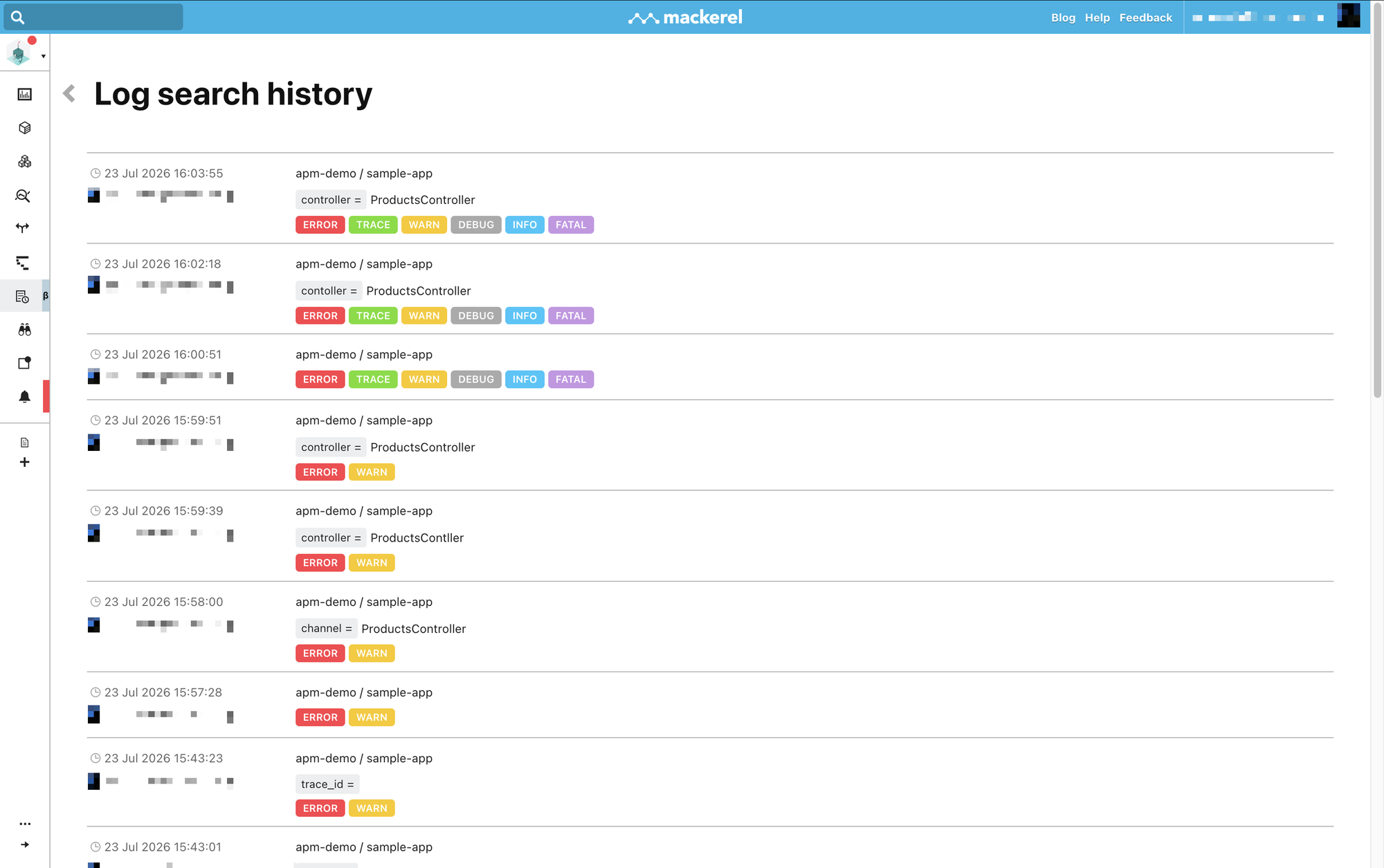 Mackerel log feature screen 5