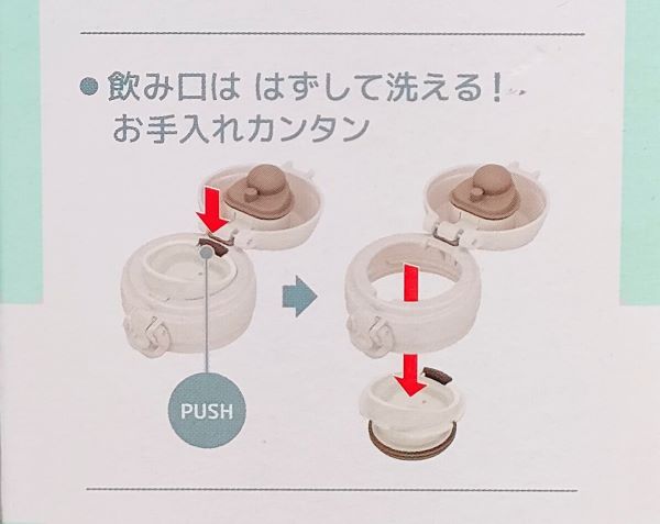 サーモス真空断熱マグのパッケージの「お手入れカンタン」部分