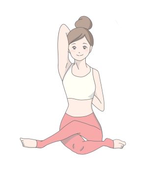 背中握手している女性のイラスト