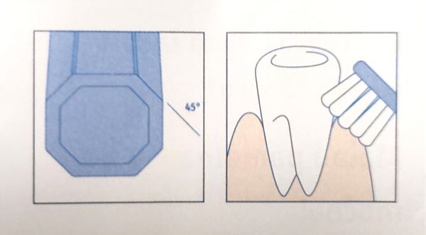 CURAPROXの歯ブラシの8角形の持ち手の磨きやすさの説明イラスト