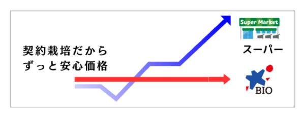 ビオ・マルシェとスーパーの価格推移の比較