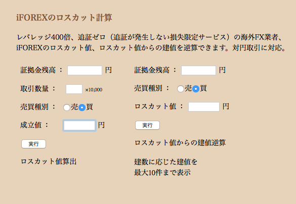 iFOREXのロスカット計算