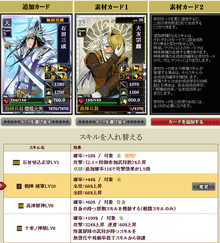 復刻石田三成の育成！ - まえまえブログ