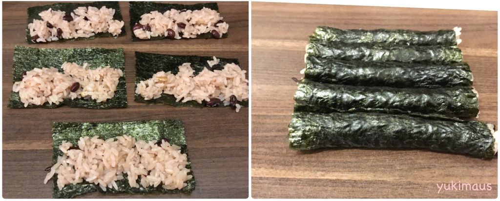 お赤飯を使った飾り巻き寿司