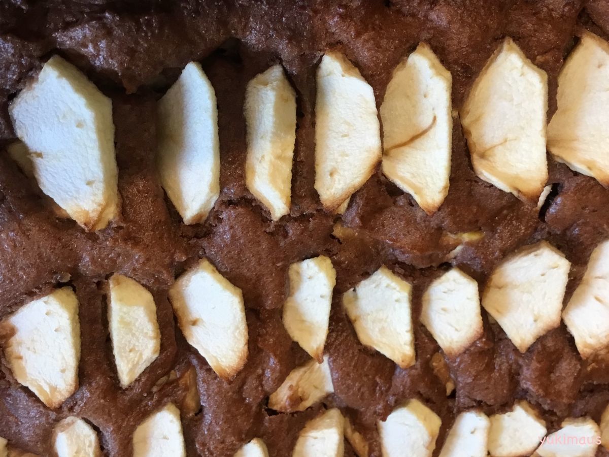 砂糖なしレシピほんのり甘いりんごのチョコケーキ