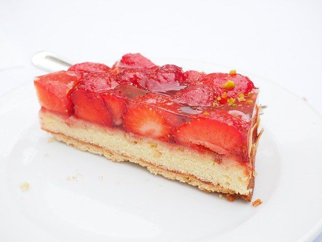 ドイツの家庭のケーキ。いちごケーキ