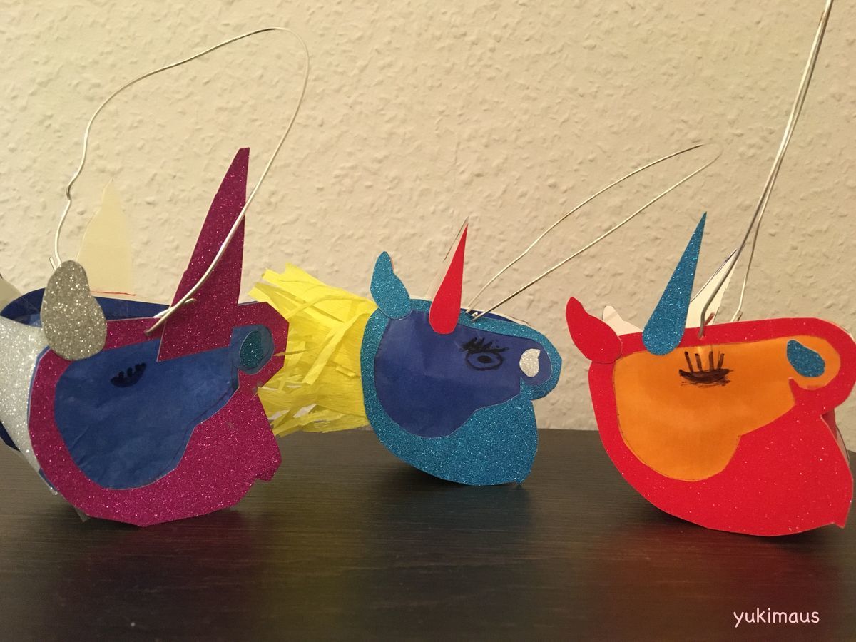 ザンクトマーティン祭のランタンを手作り ユニコーンミニランタン ドイツで殿姫殿5人家族