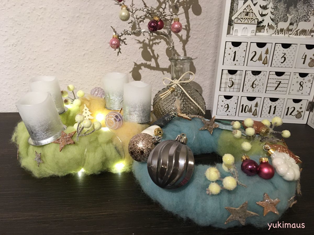 羊毛を使った手作りアドベントクランツ