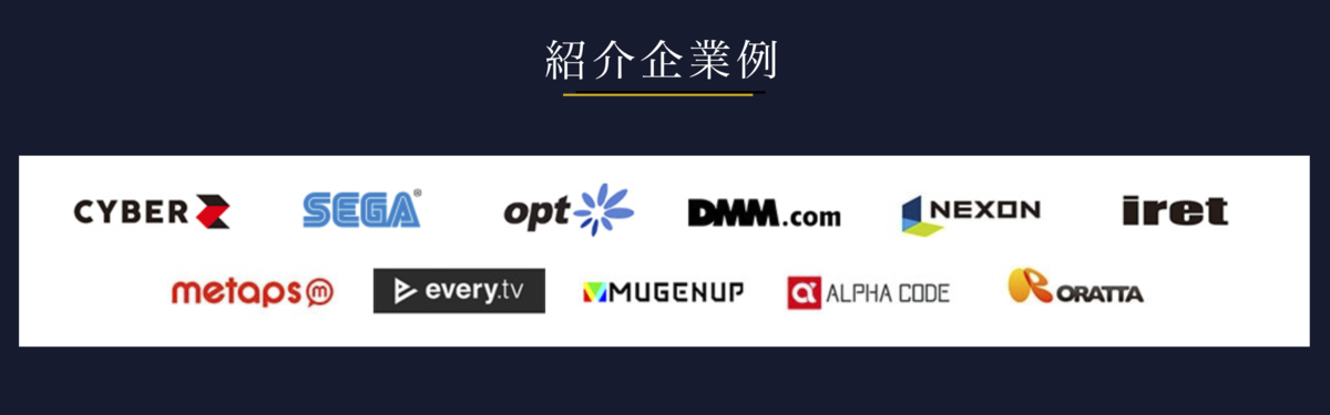 Techclipsフリーランス 紹介企業の一例